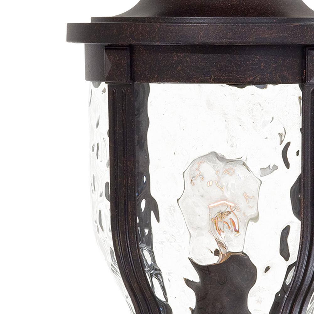 Corona Bronze Outdoor Post Light with Clear Hammered Glass