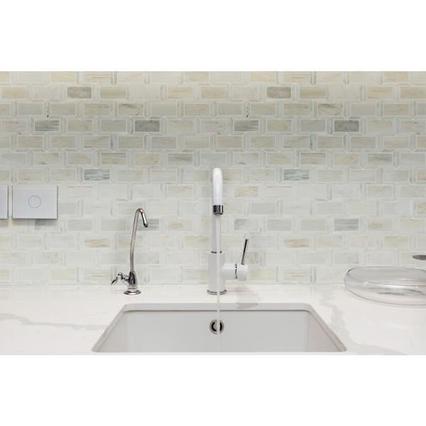 Angora Framework 12 in. x 12 in. x 0.38 in. Polished Marble Mesh-Mounted Mosaic Floor and Wall Tile (1 sq. ft./Each)