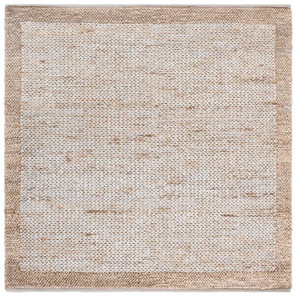 Square Solid Color Rug SAFAVIEH Natural Fiber 6 ft. x 6 ft. Silver Two-Tone Solid Border ...
