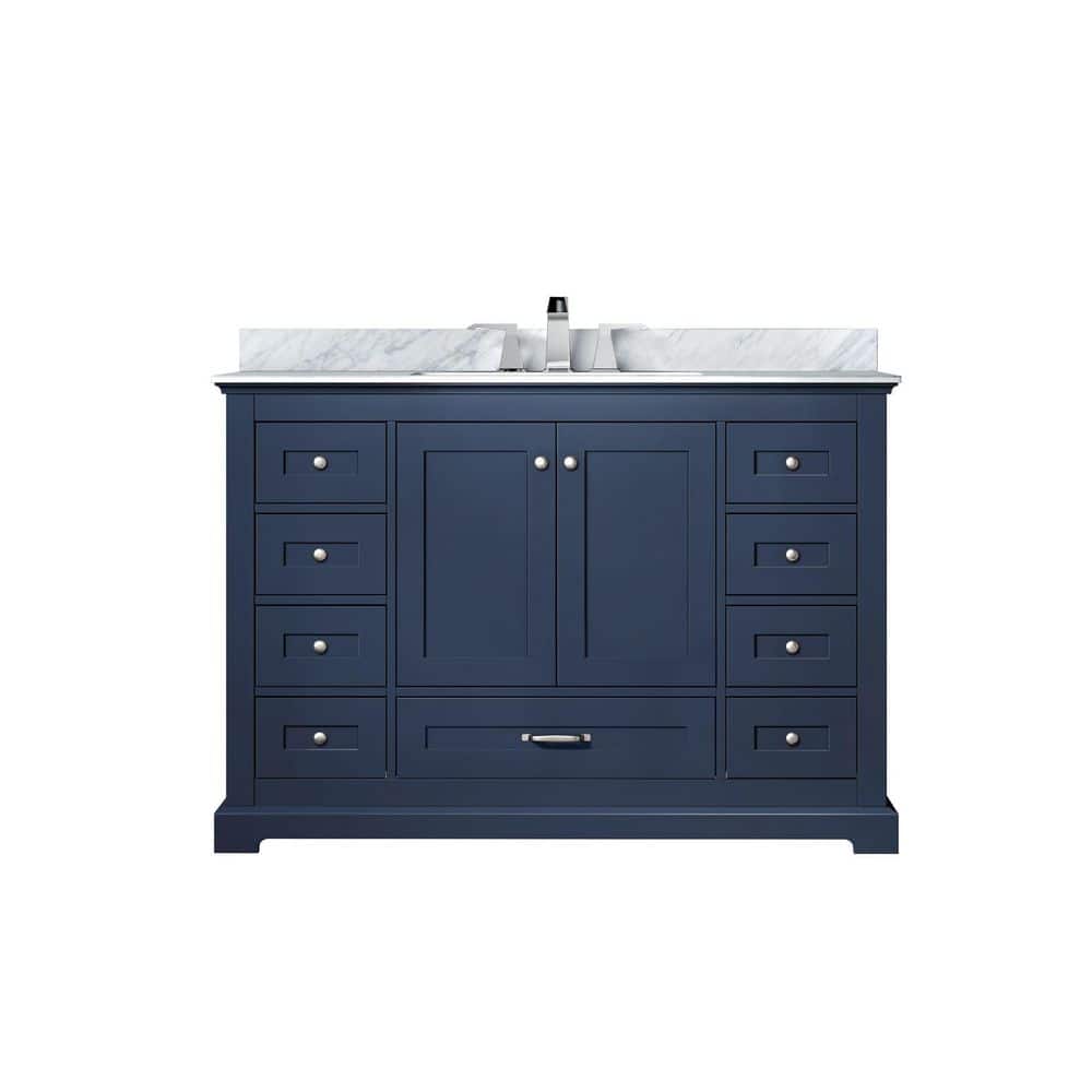 Dukes 48 in. W x 22 in. D Navy Blue Single Bath Vanity with Carrara Marble Top, and Faucet Set price history on PriceWatchPro