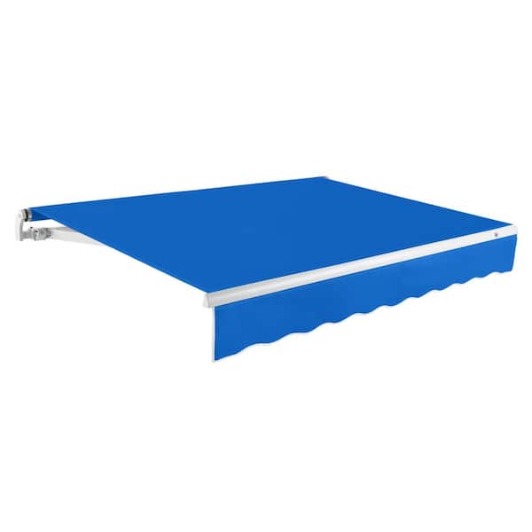 AWNTECH 8 ft. Maui Right Motorized Patio Retractable Awning (78 in. Projection) Bright Blue