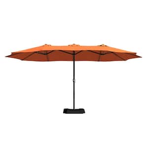 15 ft. Outdoor MarketPatio Umbrella Double Sided Design Umbrella in Orange with Crannk & Base