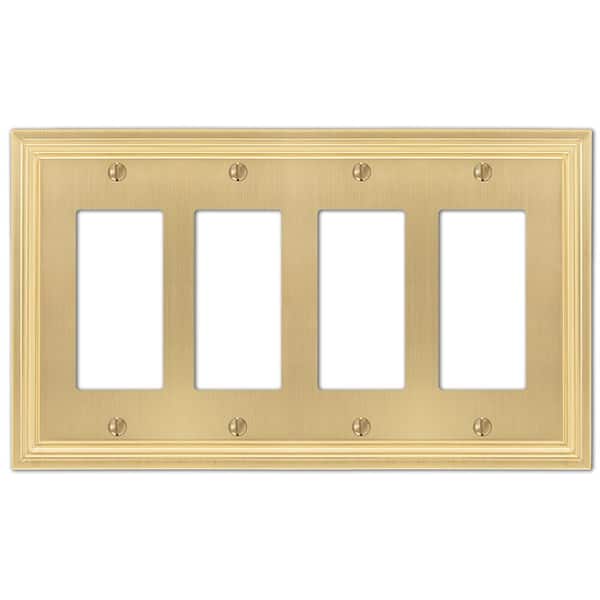 Hallcrest 4 Gang Rocker Metal Wall Plate - Satin Brass