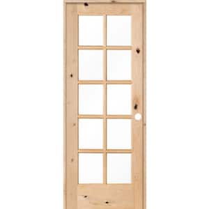 30 in. x 80 in. Knotty Alder 10-Lite Low-E Insulated Glass Solid Wood Left-Hand Single Prehung Interior Door