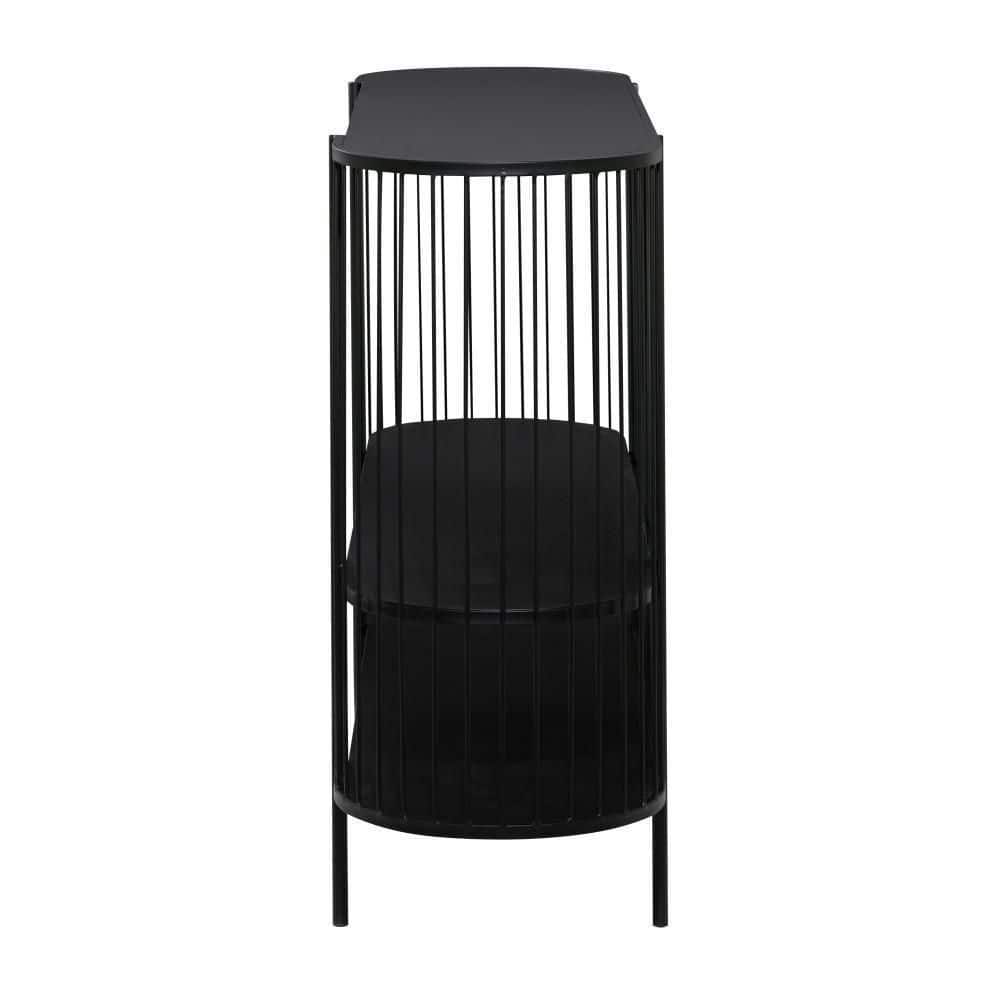 Sleek Black Metal Console Table with Dual Storage Shelves