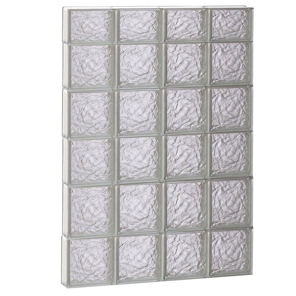 Clearly Secure 31 in. x 44.5 in. x 3.125 in. Frameless Ice Pattern Non-Vented Glass Block Window