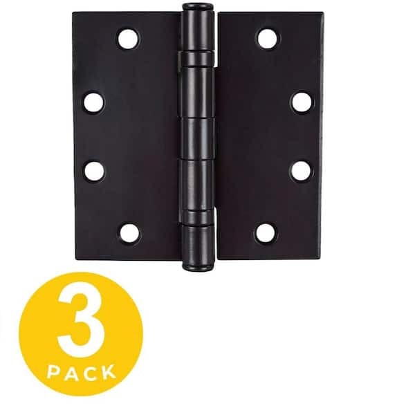 Global Door Controls 4.5 in. x 4.5 in. Oil Rubbed Bronze Full Mortise Squared Ball Bearing Hinge with Removable Pin - Set of 3
