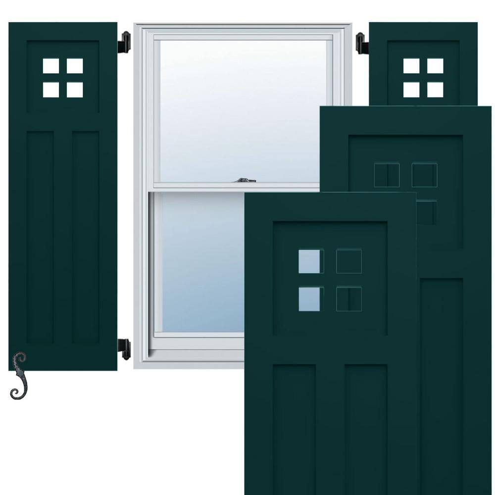 Endura Core San Antonio Mission Style 12 in. W x 25 in. H Raised Panel Composite Shutters Pair in Thermal Green price history on PriceWatchPro