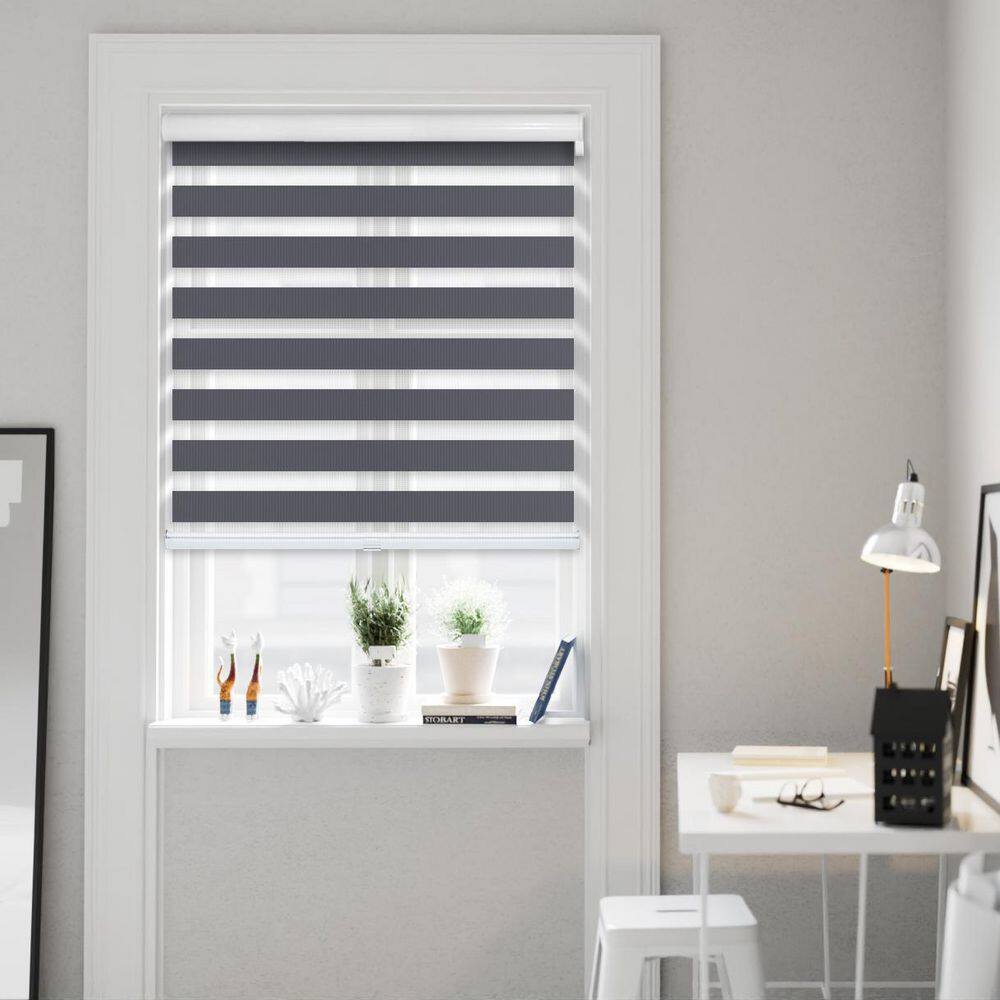 Cut-to-Size Onyx Cordless Light Filtering Dual Layer Privacy Polyester Zebra Roller Shade 42 in. W x 72 in. L price history on PriceWatchPro