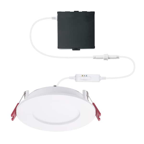 Commercial Electric Pro Value Series Integrated LED 4 in Round Adj Color Temp Canless Recessed Light for Kitchen Bath Living rooms, White