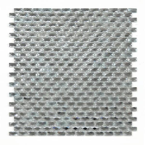 Reflections Clear Crystal Brick Mosaic 12 in. x 12 in. Diamond Cut Glass Decorative Wall Tile (11 sq. ft./Case)