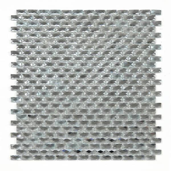 ABOLOS Reflections Clear Crystal Brick Mosaic 12.20 in. x 11.22 in. Diamond Cut Glass Decorative Wall Tile (10.46 sq. ft./Case)