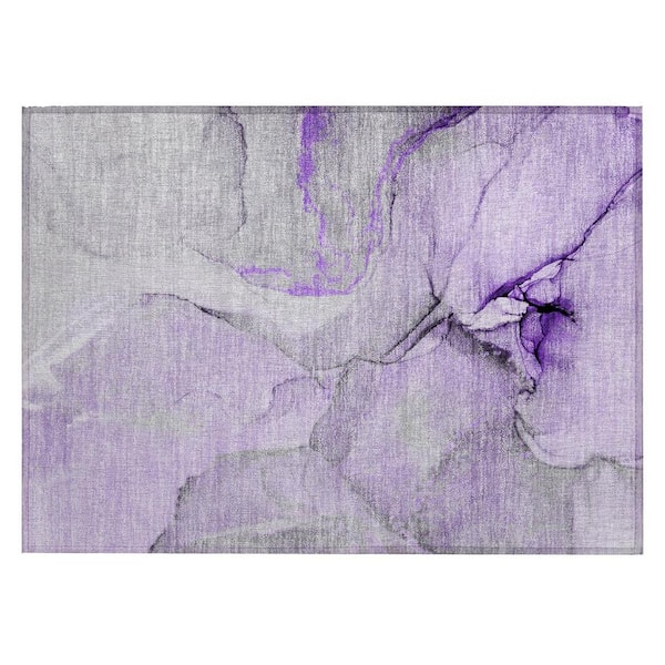 HomeRoots Purple and Ivory 2 ft. x 3 ft. Abstract Indoor/Outdoor Area Rug