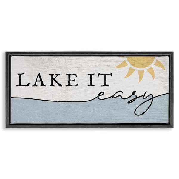 Nautical Pun Lake It Easy by Daphne Polselli Black Floater Frame Graphic Art Print Coastal 31 in. x 15 in.