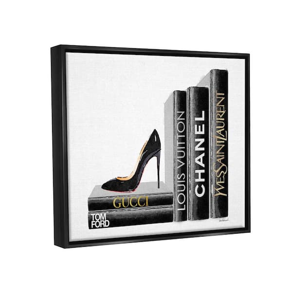 The Stupell Home Decor Collection High Fashion Book Shelf with Stilettos  Heel by Amanda Greenwood Floater Frame Culture Wall Art Print 25 in. x 31  in. agp-154_ffb_24x30 - The Home Depot