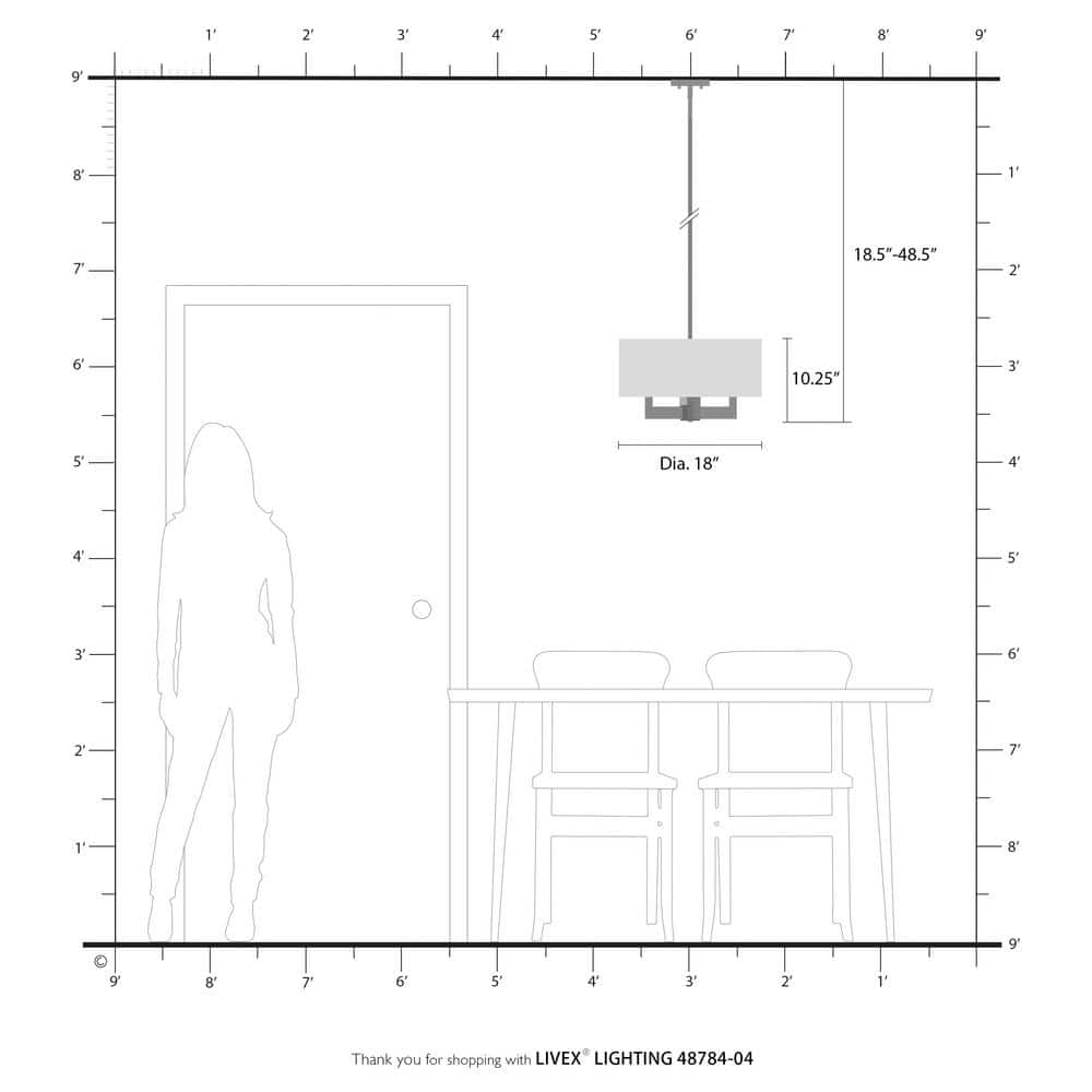 Black and Off-White 4-Light Drum Chandelier