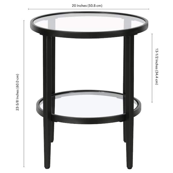 Meyer&Cross Hera 20 in. Blackened Bronze Round Glass Top End Table