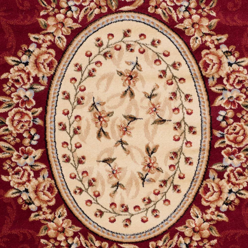 Red and Ivory Floral Synthetic 6' x 9' Area Rug