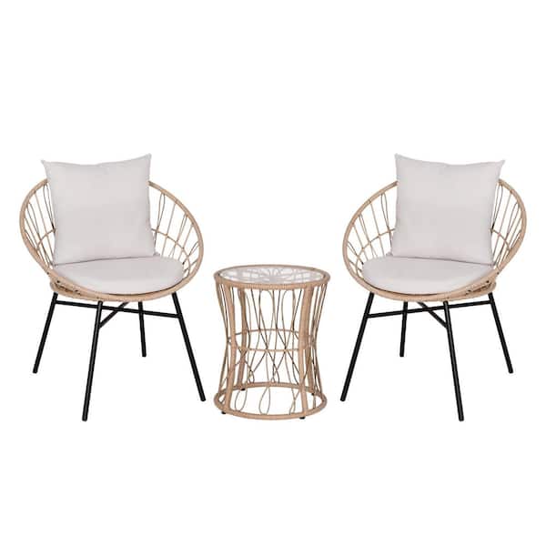 Carnegy Avenue Brown 3-Piece Wicker/Rattan Patio Conversation Set
