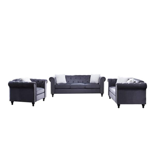 GODEER 109 in. W 4-Piece Polyester Sectional 3-Seaters Sofa with Reversible  Chaise, Storage Ottoman, 2-Small Pillows in Gray W487S00040LXL - The Home  Depot