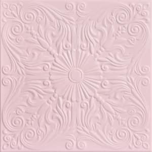 Spanish Silver Powder Blush 1.6 ft. x 1.6 ft. Decorative Foam Glue Up Ceiling Tile (21.6 sq. ft./case)