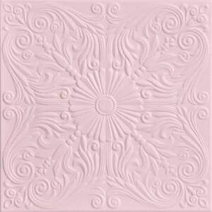 Spanish Silver Powder Blush 1.6 ft. x 1.6 ft. Decorative Foam Glue Up Ceiling Tile (21.6 sq. ft./case)