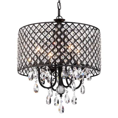 Black Crystal Chandeliers Lighting The Home Depot Black Crystal Chandeliers, Black Crystal Chandelier Round Design Pendant Light