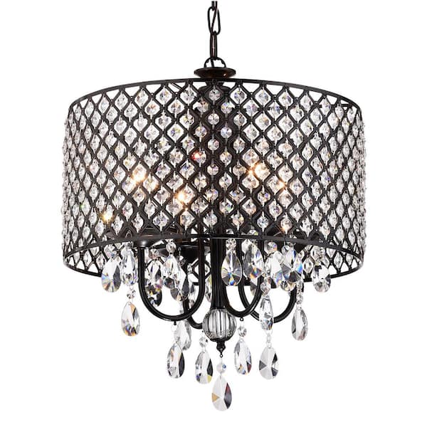 Edvivi Marya 4 Light Modern Antique, Glass Crystal Chandelier Lamp
