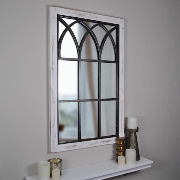 Medium Rectangle Distressed White Classic Mirror (37.5 in. H x 24 in. W)