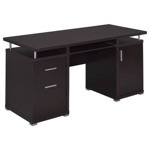Tracy 55 in. W Cappuccino 2-Drawer Computer Desk