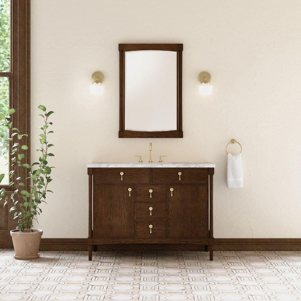 Kinnsden 48.0 in. Single Bath Vanity in Sable Oak with Carrara White Marble Top price history on PriceWatchPro