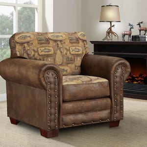 River Bend Brown Microfiber Arm Chair with Nailhead Trim (Set of 1)