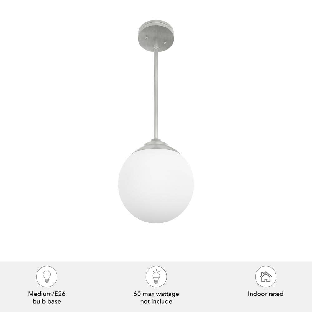 Hepburn Mini Globe LED Pendant in Brushed Nickel with Glass Shade