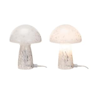7.87 in. White Mushroom Shape Table Lamp with Linen Shade