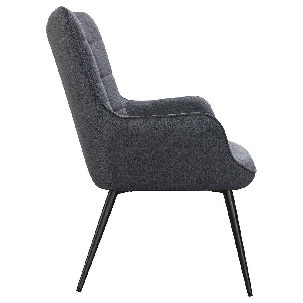 Dark Gray Metal Transitional Accent Chair with Flared Arms