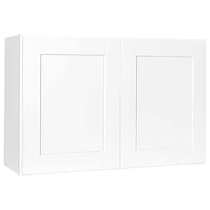 Shaker 36 in. W x 12 in. D x 24 in. H Assembled Wall Bridge Kitchen Cabinet in Satin White with Shelf