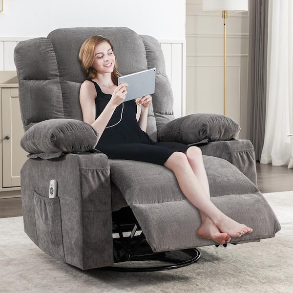 Z-joyee Gray Fabric Recliners Power Lift Reclining for Elderly