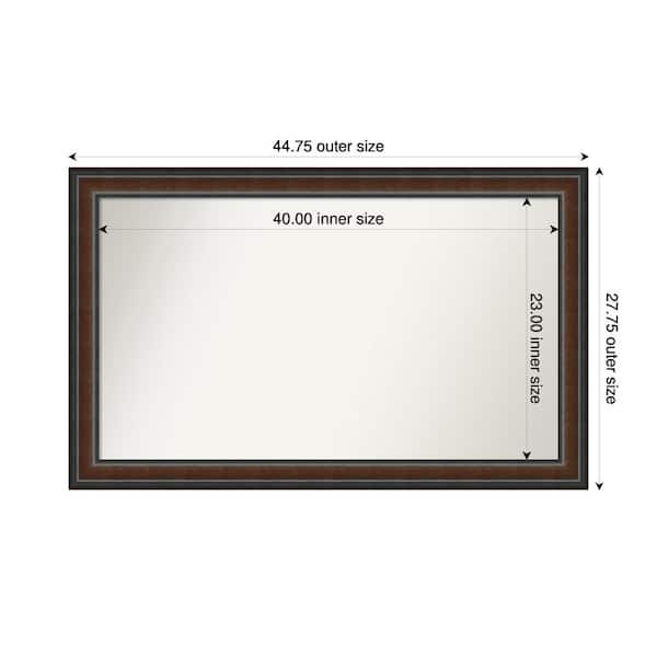 Amanti Art Cyprus Walnut 44.75 in. x 27.75 in. Custom Non-Beveled Wood Framed Bathroom Vantiy Wall Mirror