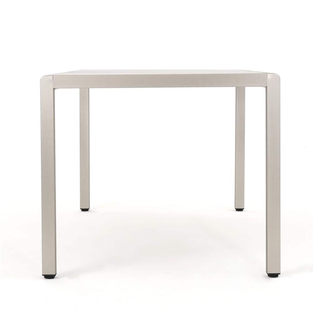 Sleek Aluminum and Opaque Glass Modern Outdoor Dining Table