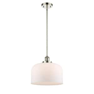 Bell 60-Watt 1 Light Polished Nickel Shaded Mini Pendant Light with Frosted Glass Shade