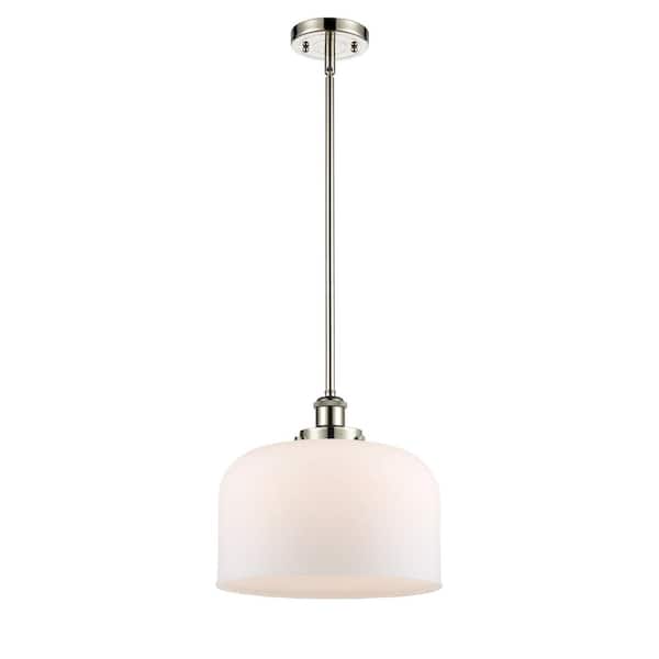 Innovations Bell 60-Watt 1 Light Polished Nickel Shaded Mini Pendant Light with Frosted Glass Shade