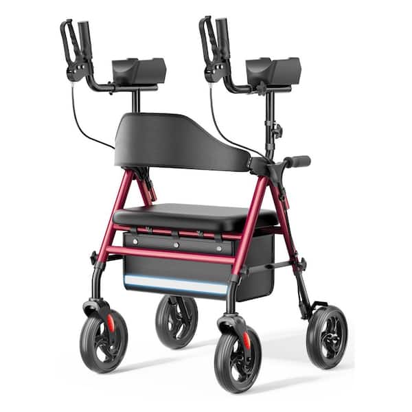 Anqtovp 4-Wheel Rollator Walker with Adjustable Padded Armsupport