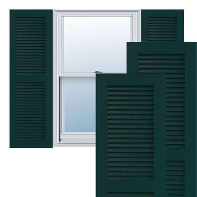 Green Louvered Shutters Exterior Shutters The Home Depot