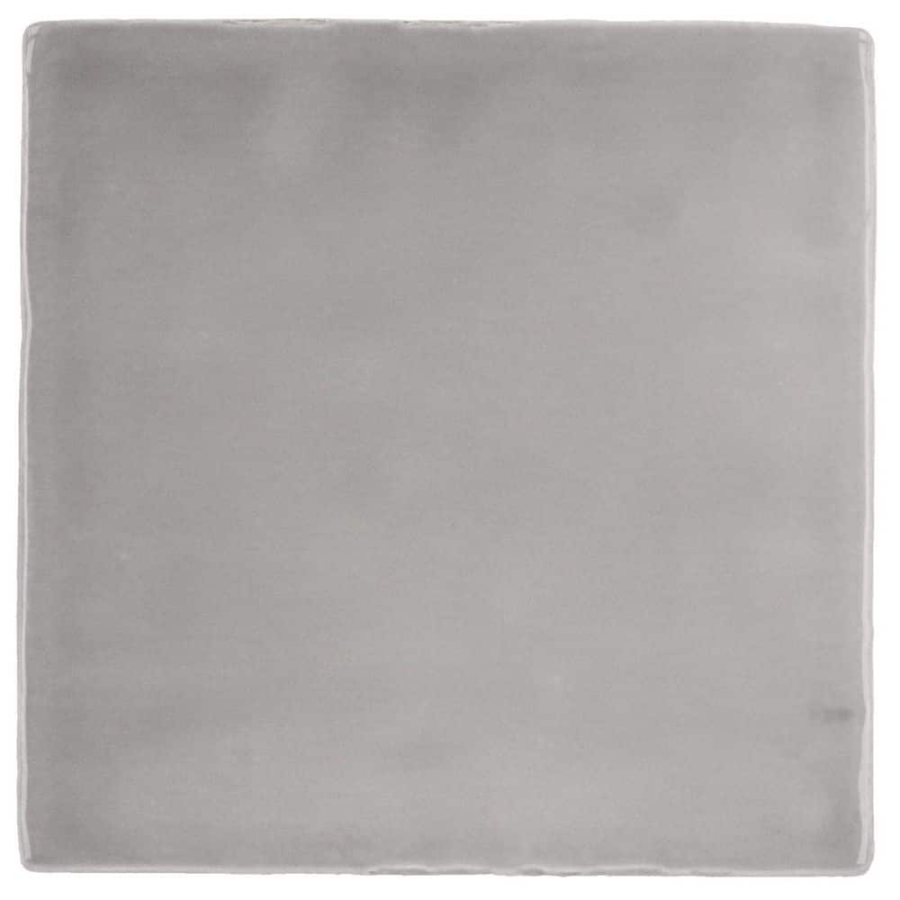 Fion Herban Grey 4 in. x 4 in. Mediterranean-Inspired Glossy Ceramic Wall T