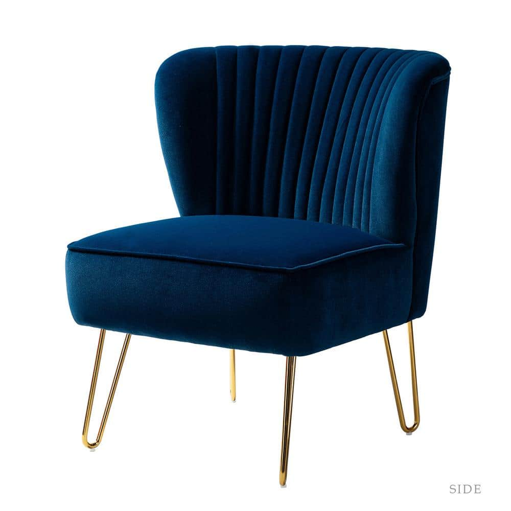 JAYDEN CREATION Alonzo Navy Side Chair with Tufted Back CHM0120-NAVY ...