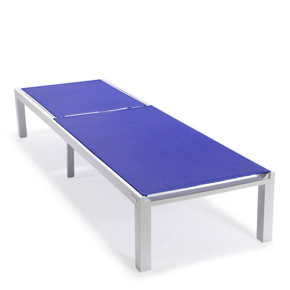 Navy Blue Aluminum Outdoor Chaise Lounge with Adjustable Backrest