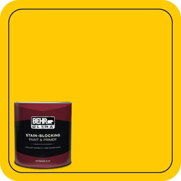 BEHR ULTRA 1 qt. #370B-7 Yellow Flash Flat Exterior Paint & Primer