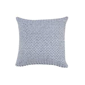 Cool Summer Blue / White Chevron Textured Poly-Fill 22 in. x 22 in. Indoor Throw Pillow