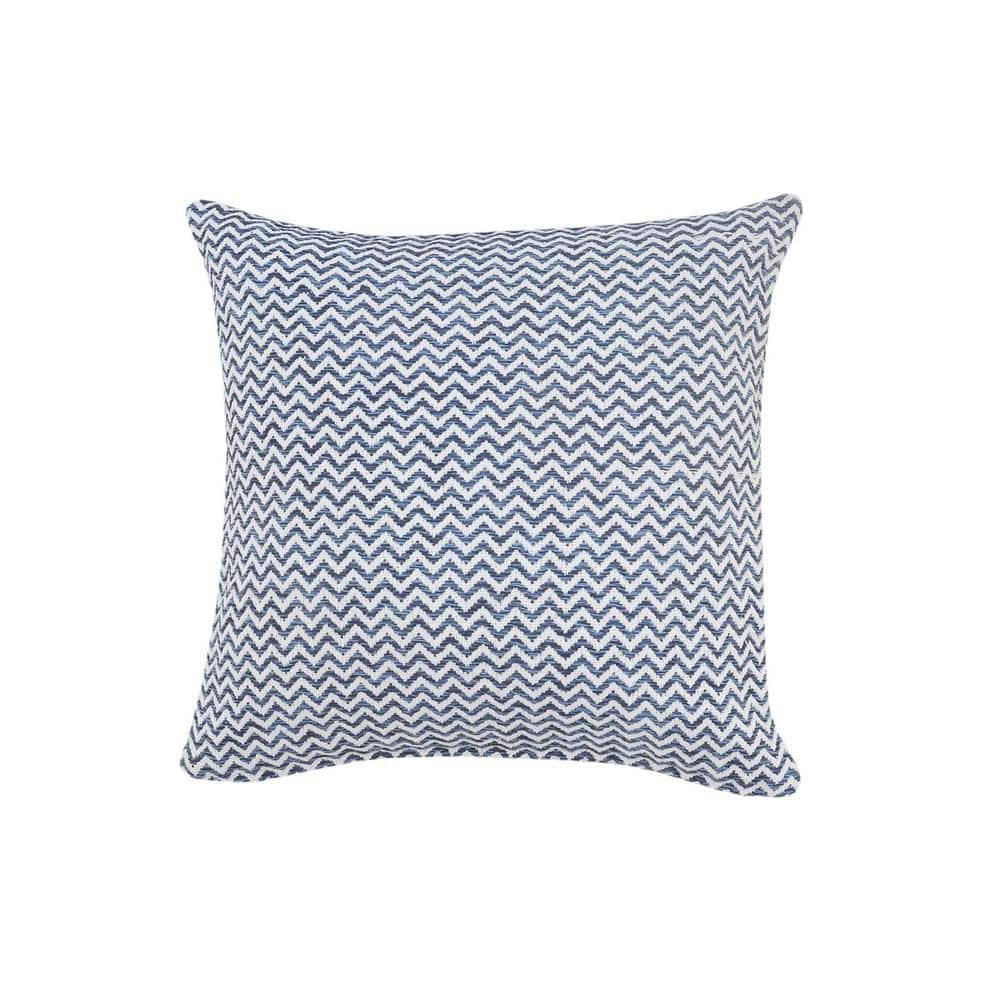 Cool Summer Blue / White Chevron Textured Poly-Fill 22 in. x 22 in. Indoor 