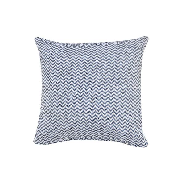 Unbranded Cool Summer Blue / White Chevron Textured Poly-Fill 22 in. x 22 in. Indoor Throw Pillow